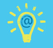 © The Laundry Room/Stocksy - Lightbulb and at symbol, e-marketing innovation concept