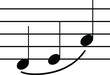 Black music symbol of legato on staff lines