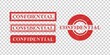 © comicsans - Vector set of realistic isolated red rubber stamps of Confidential on the transparent background.