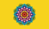 Fototapeta  - Mandala coloring book for kids mandala coloring page yellow background