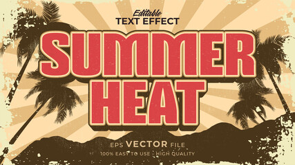 Editable text style effect - retro summer text in grunge style theme