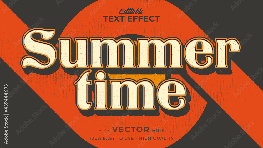 Retro Summer Lettering Editable text style effect - retro summer text in grunge style theme ...