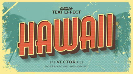 Wall Mural - Editable text style effect - hawaii retro summer text in grunge style theme