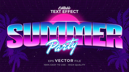 Wall Mural - Editable text style effect - retro summer text in 80s style theme