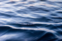 Sunlight Glistens On Ripples Of Deep Blue Water On Lake