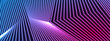 Blue and purple neon laser glowing curved 3d lines abstract tech background. Vector banner design