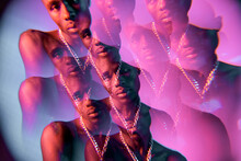 Portrait With Kaleidoscopic Filter Of A Black Man.