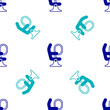 © Kostiantyn - Blue Airplane seat icon isolated seamless pattern on white background. Vector