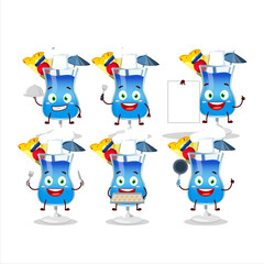 Wall Mural - Cartoon character of blue hawaii with various chef emoticons