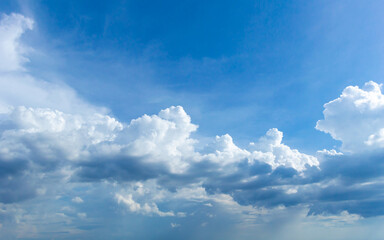 Wall Mural - blue sky background with tiny clouds. panorama white fluffy clouds in the blue sky.beautiful vast bl