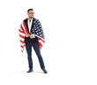 © A Stock Studio - Business man with full height USA flag, isolated on white background.