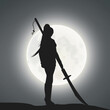 A Female Kung Fu Master Under The Moonlight