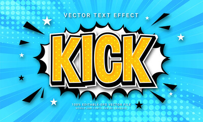 Wall Mural - Kick cartoon editable text effect with yellow color theme