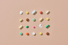 Creative Layout Of Colorful Pills And Capsules