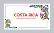 Costa Rica Banner with traditional ox cart ornaments frame - Vectors (EPS)