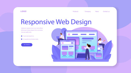 Wall Mural - responsive web design web banner or landing page. adaptive content