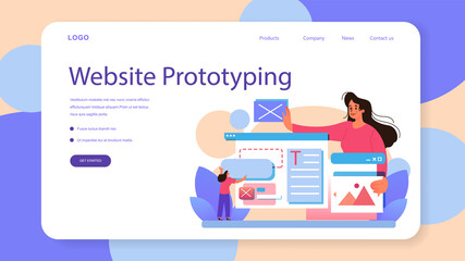 Wall Mural - website prototyping web banner or landing page. web page modeling