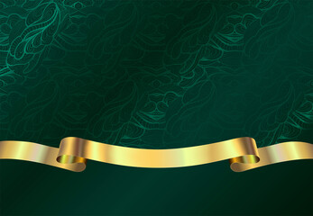 Wall Mural - Luxury vector background. Gold pattern on a green background.