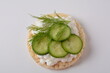 Rice bread Crispy bred  cucumber  slices ,Cottage cheese and fresh dill