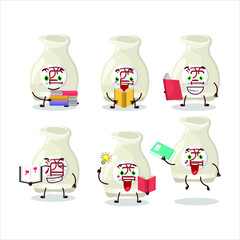 Sticker - A picture of sake drink cartoon character concept reading an amusing book. Vector illustration