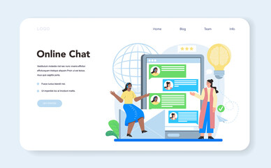 Wall Mural - call center or technical support web banner or landing page
