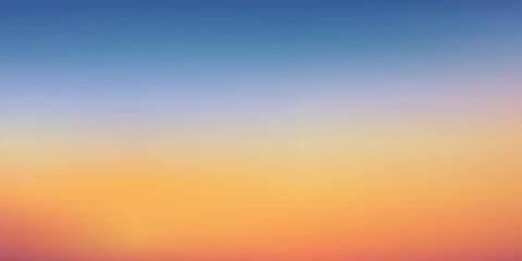 Wall Mural - sunset sky in evening with orange, yellow and blue colour, dramatic twilight landscape with dark blu