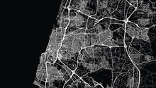 Urban Vector City Map Of Tel Aviv, Israel, Middle East