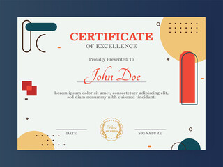 Sticker - Abstract Certificate Of Excellence Template Layout In White Color.