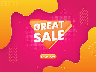 Wall Mural - Great Sale Poster Or Banner Design In Yellow And Pink Color.