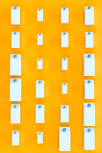 Top View Of Blue Packaging Containers On Orange Background