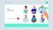 © dot_studio - Find a Doctor. Team of Medical Specialists. Rating. Hand point on a Doctor. Insurance Landing Page Design Template. Website Banner.