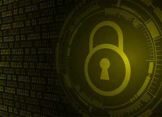 Closed Padlock on digital background, cyber security