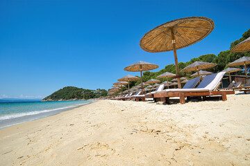 Poster - Holidays in the Greek islands, Koukounaries beach, Skiathos island, Greece, summer 2021