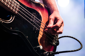 Wall Mural - guitar player up close with fog