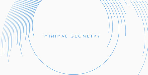 Wall Mural - blue white minimal round lines abstract futuristic tech background. vector digital art design