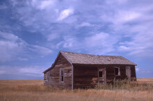 Abandoned Homestead In North Dakota Prairies, Horizontal