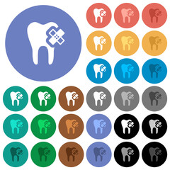 Canvas Print - Dental care round flat multi colored icons