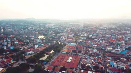 Sticker - Drone aerial footage, fly over Siem Reap, Cambodia.