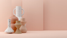 Abstract Vase Shape Composition Banner/16:9 Pink