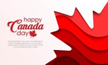 Happy Canada Day Background With Red Maple Leaf. Vector Illustration. Paper Art Style