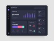 © dimakostrov - Dashboard Design. App interface with UI and UX elements. Use design for web application, desktop app or website. Dark mode.