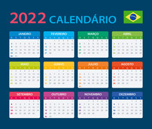 2022 Calendar - Vector Template Graphic Illustration - Brazilian Version