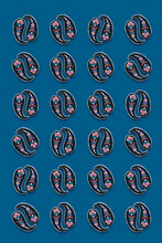 Abstract Floreal Pattern On Blue Background - Different Positions