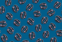 Abstract Floreal Pattern On Blue Background