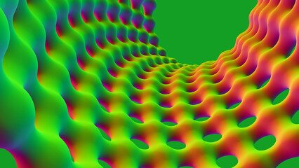 Poster - Purple neon. Color poster, ultraviolet and lilac. 3D illustration of crystal lattice. Tunnel of twisted directions