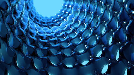 Poster - 3D illustration nano surface, crystal structure, molecular lattice, internet technology. Abstract hi-tech background