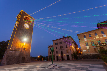 Wall Mural - Castelvetro medieval village piazza della dama at sunset