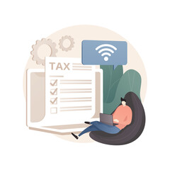 Wall Mural - Tax filing online service abstract concept vector illustration.