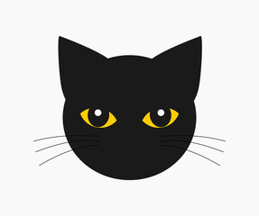 Wall Mural - black cat face shape with beautiful orange eyes.