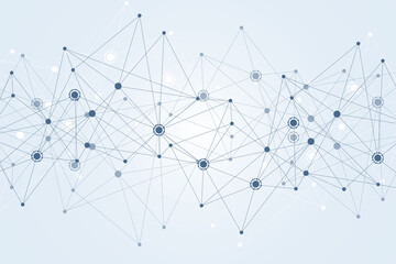 Wall Mural - geometric abstract background with connected line and dots. structure molecule and communication. bi